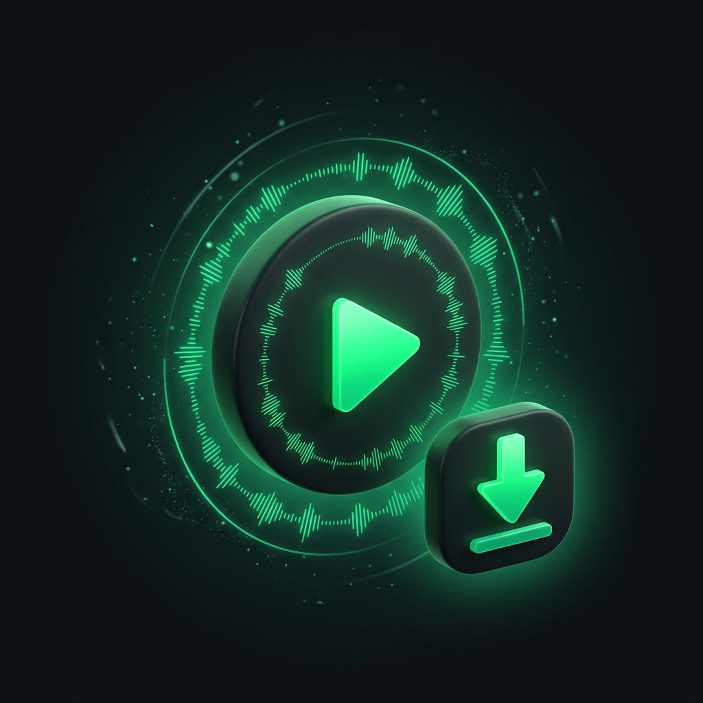 Play button with audio waveform rings